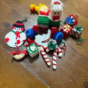 Vintage felt and styrofoam Christmas ornaments.